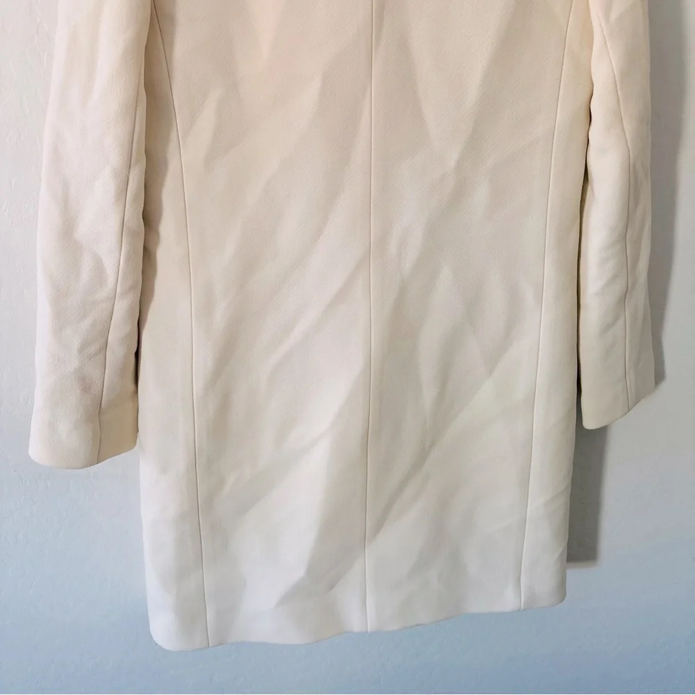 J. Crew Cream Pea Coat with Navy Blue Collar Size 4 EUC Wool Blend - Picture 10 of 12